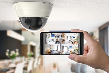 mobile connect with security camera in home